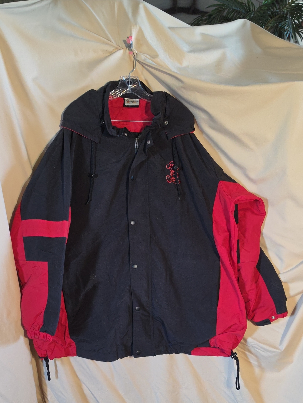 Disney Black and Red Hooded Men's Rain Jacket with Logo